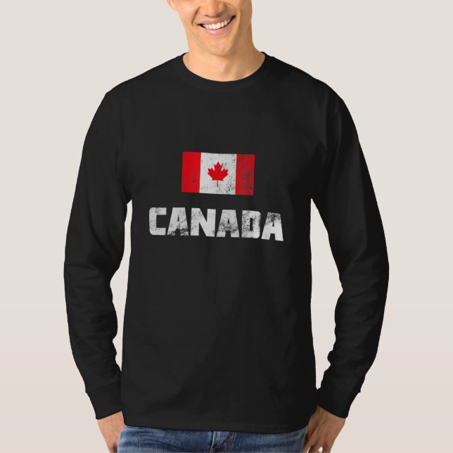 Camiseta Feliz Dia do Canadá Bandeira Canadense Homens Patr (Frente)