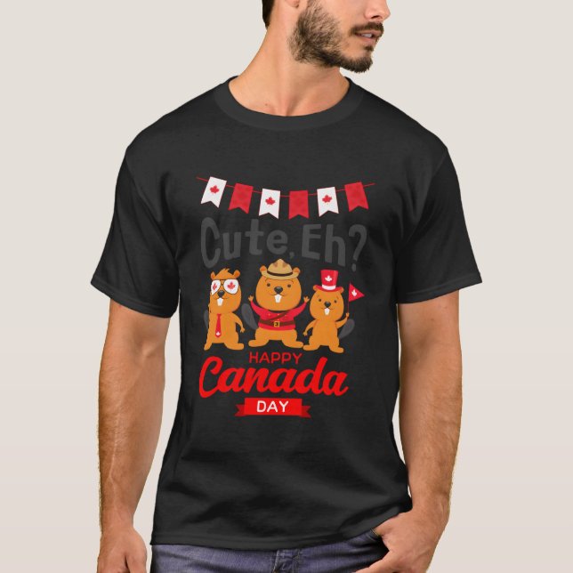 Camiseta Feliz Dia do Canadá Bandeiras Para (Frente)