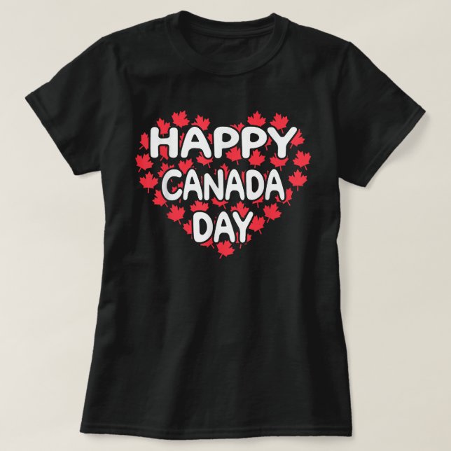 Camiseta Feliz Dia do Canadá Engraçado Bandeira do Canadá O (Frente do Design)