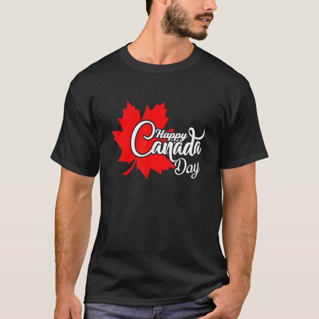 Camiseta Feliz dia do Canadá Mapeador Folha Folha Folha Sin (Frente)