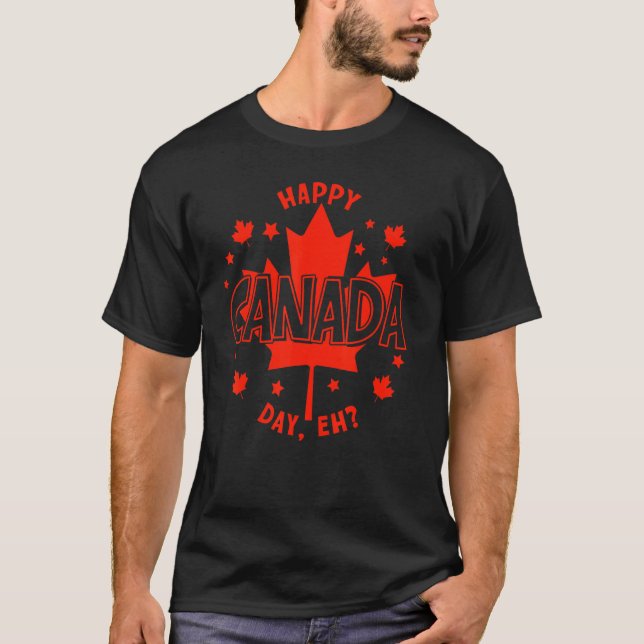 Camiseta Feliz Dia do Canadá Mapeamento de Folhas de Folha  (Frente)