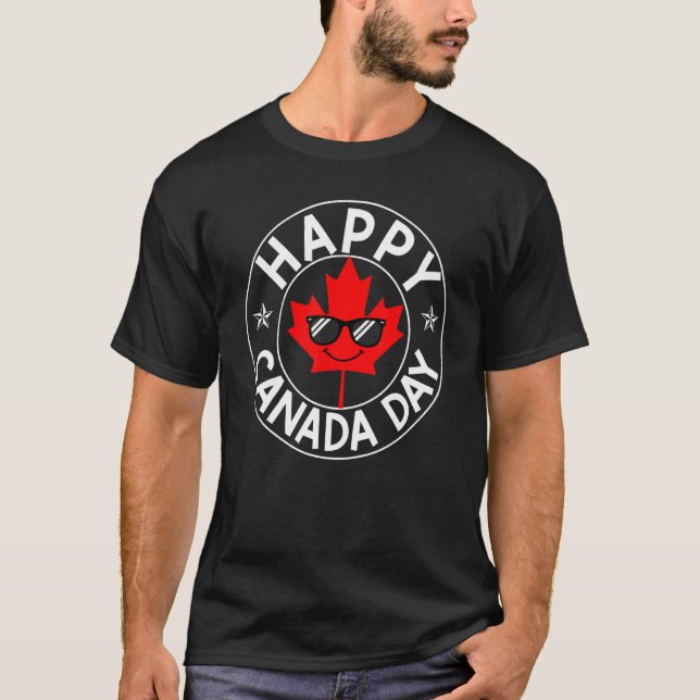 Camiseta Feliz dia do Canadá Mapeamento Folha do Canadá Cri (Frente)
