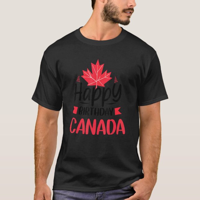 Camiseta Feliz dia do Canadá Mapeamento Folha do Canadá Cri (Frente)