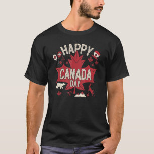 Camiseta Feliz dia do Canadá Mapeamento Folha do Canadá Ind