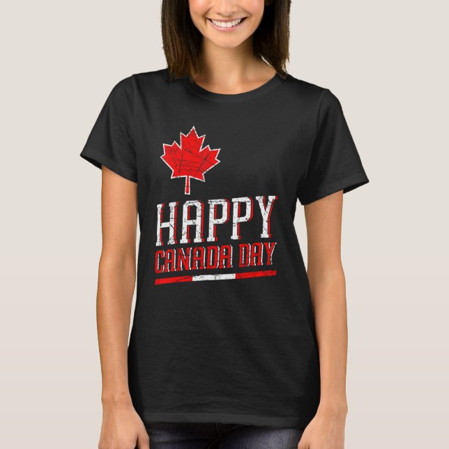 Camiseta Feliz Dia do Canadá Mapeamento Independência do Fo (Frente)