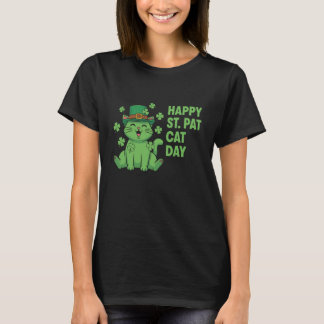 Camiseta Feliz Dia do Gato de São Patrício Meow Leprechaun