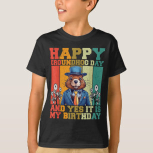 Camiseta Feliz Dia do Groundhog 2025 Marmota Retro Engraçad