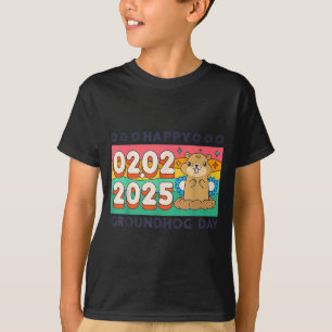 Camiseta Feliz Dia do Groundhog 2 de Fevereiro de 2025 Retr