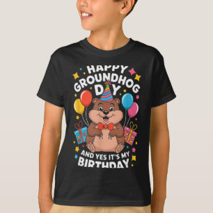 Camiseta Feliz Dia do Groundhog e é meu aniversário 2 de fe