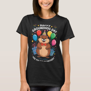 Camiseta Feliz Dia do Groundhog e é meu aniversário 2 de fe