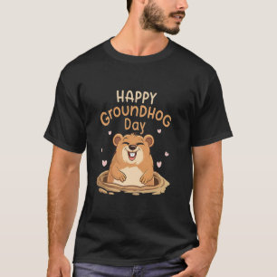 Camiseta Feliz Dia do Groundhog Engraçado Fofinho Animal L