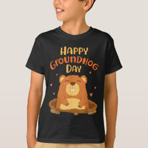 Camiseta Feliz Dia do Groundhog Engraçado Fofinho Animal L