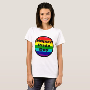 Camiseta Feliz Dia do Orgulho Celebração Arco-íris LGBTQ