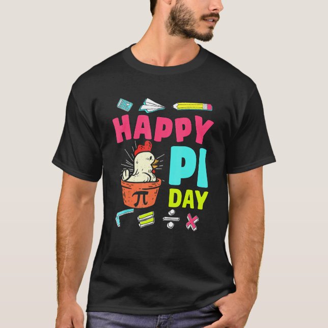 Camiseta Feliz Dia do Pi Frango Pot Pi Professor de Matemát (Frente)