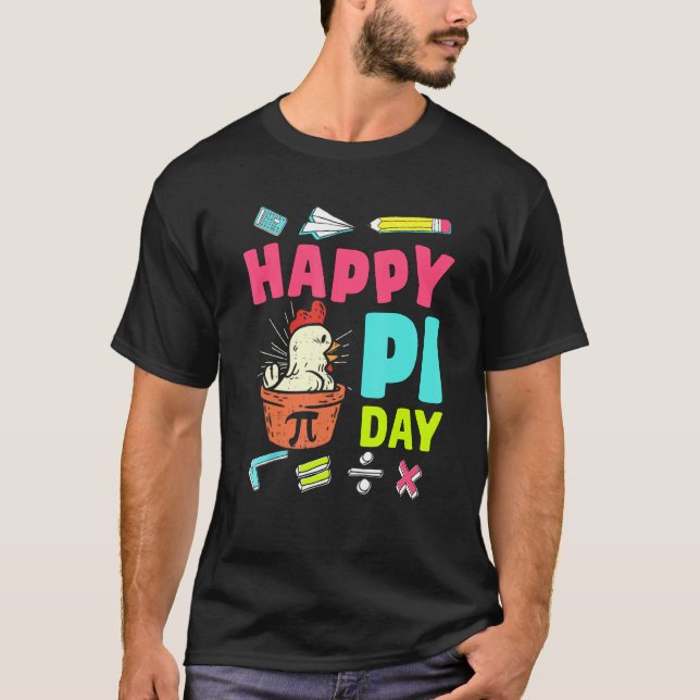 Camiseta Feliz Dia do Pi Frango Pot Pi Professor de Matemát (Frente)