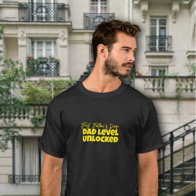 Camiseta Feliz Dia do Primeiro Pai, carta amarela humor (Criador carregado)