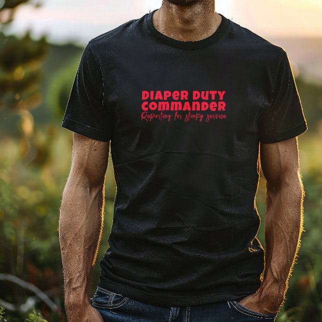 Camiseta Feliz Dia do Primeiro Pai, o humor vermelho da car (Criador carregado)