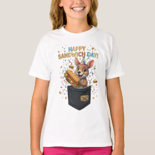 Camiseta Feliz Dia do Sanduíche Chefe- Kangaroo Foodie Anim