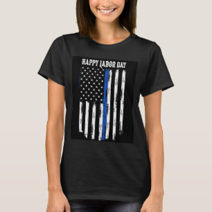 Camiseta Feliz Dia do Trabalho Acordo Thin Blu Line Vintage