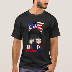 Camiseta Feliz Dia do Trabalho Coque Desgrenhado Cabelo Ban