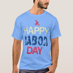 Camiseta Feliz Dia do Trabalho em Azul Branco Vermelho