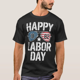 Camiseta Feliz Dia do Trabalho Óculos de sol 1882 Bandeira
