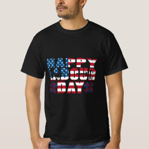 Camiseta Feliz Dia do Trabalho Presente Americano Bandeira 