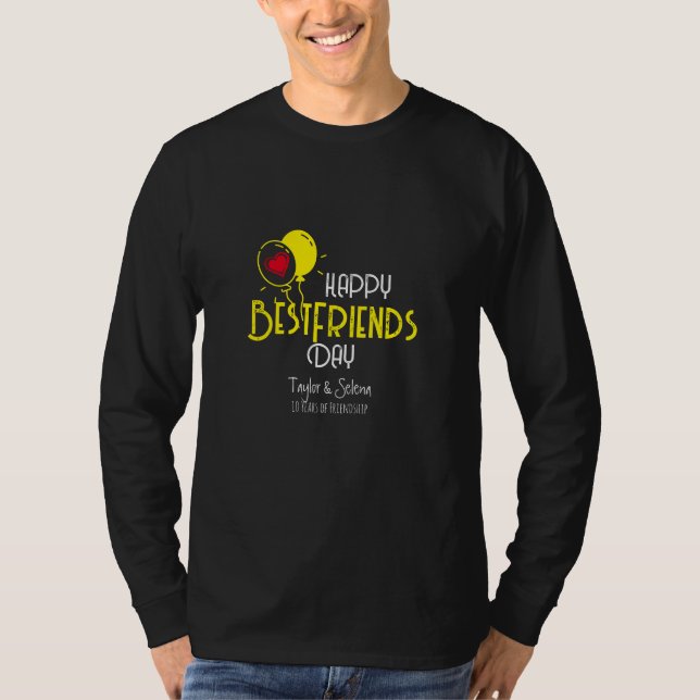 Camiseta Feliz Dia dos Melhores Amigos com Balões e Nomes d (Frente)