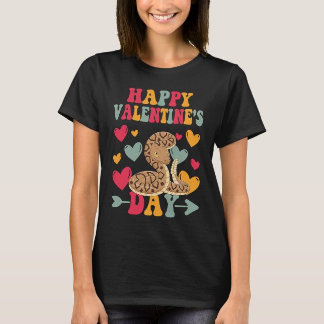 Camiseta Feliz Dia dos Namorados Ball Python Heart Groovy (Frente)