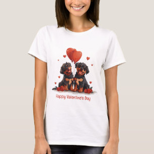 Camiseta Feliz Dia dos Namorados Cães Rottweiler