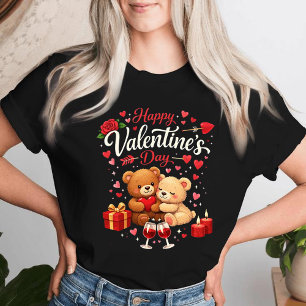 Camiseta Feliz Dia dos Namorados   Casal de Ursos 