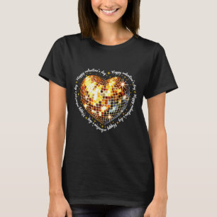 Camiseta Feliz Dia dos Namorados Comida Dourada Disco Bal
