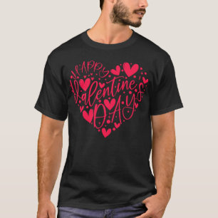 Camiseta Feliz Dia dos Namorados Coração Lettering