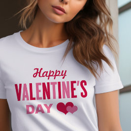 Camiseta Feliz Dia dos Namorados Corações Rosa