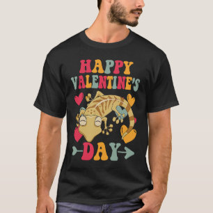 Camiseta Feliz Dia dos Namorados Leopard Gecko Heart Groo