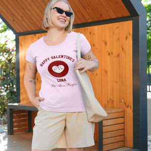 Camiseta Feliz Dia dos Namorados Personalizado Vermelho Ros