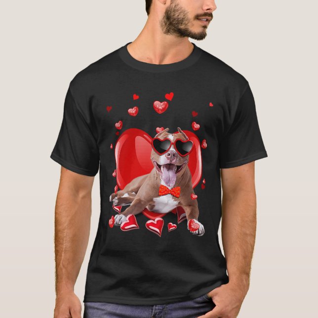Camiseta Feliz Dia dos Namorados Pit Bull Cão V Dia (Frente)