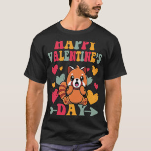 Camiseta Feliz Dia dos Namorados Red Panda Heart Groovy