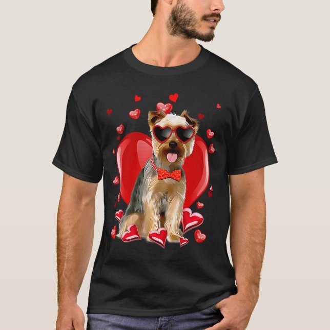 Camiseta Feliz Dia dos Namorados Yorkshire Terrier Dog V Da (Frente)