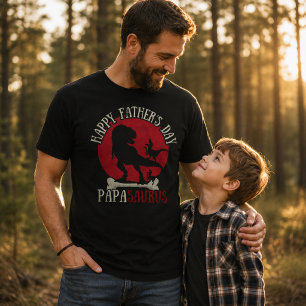 Camiseta Feliz Dia dos Pais Papasaurus Pai Divertido