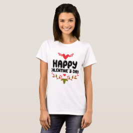 Camiseta Feliz dia Galentine Coração Vermelho e Asas Mulher