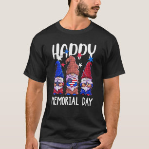 Camiseta Feliz Dia Memorial Gnomo Usa Bandeira Patriota Ame