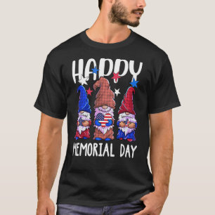 Camiseta Feliz Dia Memorial Gnomo Usa Bandeira Patriota Ame