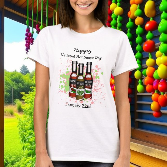 Camiseta Feliz Dia Nacional de Molho Quente | 22 de Janeiro (Criador carregado)