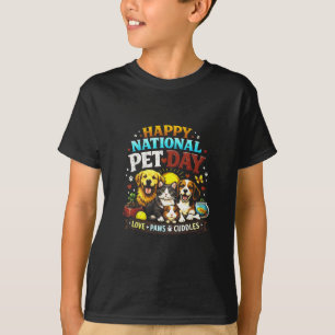 Camiseta Feliz Dia Nacional do Pet Amante de Animais Fofos