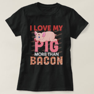 Camiseta Feliz Dia Nacional do Porco Eu amo meu porco mais