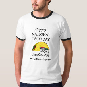 Camiseta Feliz Dia Nacional do Taco Feriado de Comida Engra