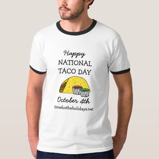 Camiseta Feliz Dia Nacional do Taco Feriado de Comida Engra (Frente)