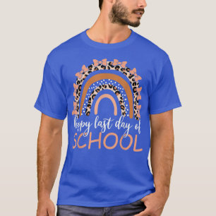 Camiseta Feliz Dia Passado Da Escola Leopard Boho Rainbow H