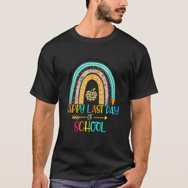 Camiseta Feliz Dia Passado da Escola Professor Arco-Íris G (Frente)